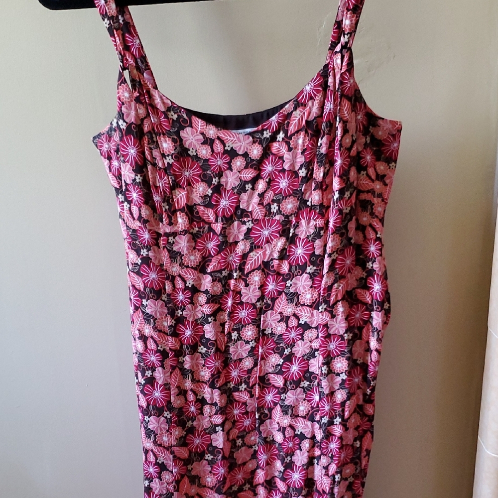 LOFT Pink and Black Floral Dress